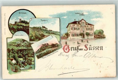 Süßen 1901 Staufeneck Gasthaus zum Pelikan Hohenstaufen Ruine Scharffenschlösschen Ramsberg