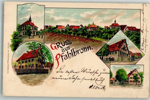 Pfahlbronn 1905 Dorfkirche Dorfstrasse Dorfhäuser