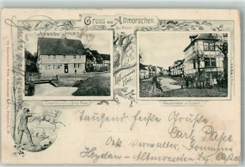 Altmorschen 1902 Gasthaus Ross Hauptstrasse Jäger Hirsch Eichhörnchen