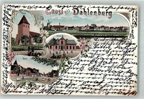 Dahlenburg 1899 Windmühle Kirche Markt Schule