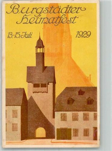 Burgstädt 1929 Burgstädter Heimatfest 1929 Heimatfest- Stempel Stauchung