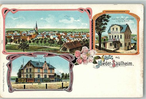 Nieder-Saulheim Gasthaus zu den Linden Bahnhof