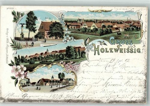 Holzweißig 1902 Kriegerdenkmal Schule Dorfkirche