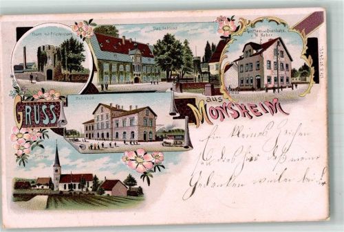 Monsheim 1901 Schloss Bahnhof Gasthaus zur Eisenbahn