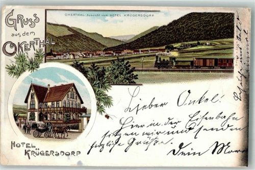 38835 O3606 Osterwieck Lithographie Hotel Krügersdorp Ockertal
