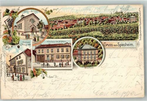Spiesheim 1899 Gasthaus zum Pfälzer Hof Wohnhaus Mann Schule