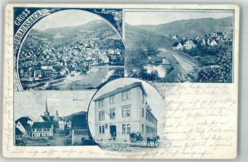 Braunsbach 1905 Gasthaus zum Engel Schloss Braunsbach Brücke