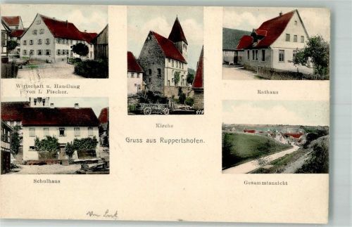 Ruppertshofen 1907 Gasthaus Fischer Rathaus Schule Kirche