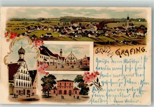 Grafing 1900 Rathaus Marktplatz Bahnhof
