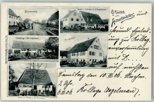 Ammertsweiler 1906 Dorfstrasse Gasthaus zum Ochsen Gasthaus zum Rössle Poststelle