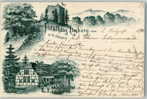 Preußisch Oldendorf 1898 Vorläufer Druck um 1890 Forsthaus Limberg Burgruine
