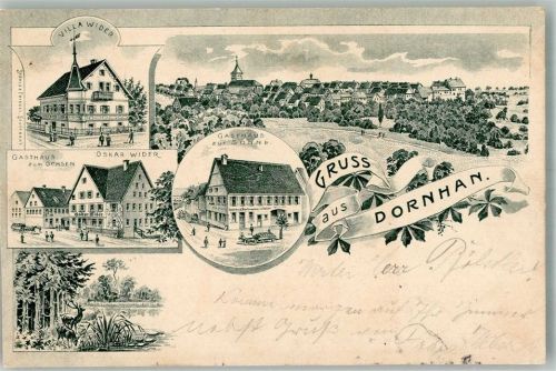 Dornhan Vorläufer Druck um 1890 Villa Wider Gasthaus zum Ochsen Gasthaus zur Sonne