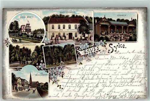 Syke 1897 Am Mühldamm Wolfsschlucht Villa Klatte Hotel Schützenhaus Im Friedeholze