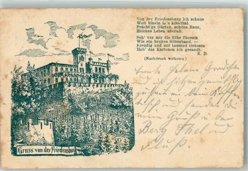Lößnitz 1893 Vorläufer Druck 1880-1889 Gasthaus Die Friedensburg Gedichtvers