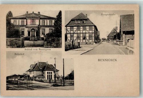 31832 W3257 Bennigsen 1923 - Schloss Benningsen Bahnhof Hauptstrasse RS. Stempel Gebühr bezahlt