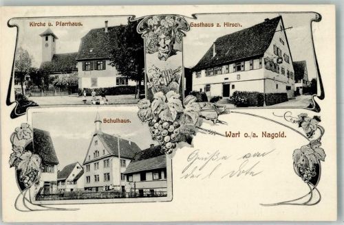 Wart 1913 Kirche Pfarrhaus Gasthaus zum Hirsch Schule