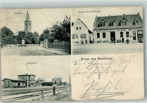 Baalberge 1911 Bahnhof Kirche Gasthaus zum Erbprinz