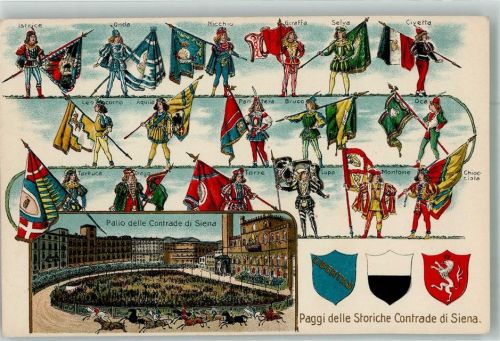 Siena Wappen Tracht Uniform Palio delle Contrade Prägedruck