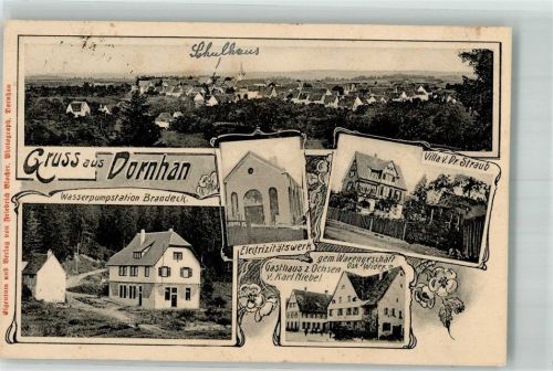 Dornhan 1908 Wasserpumpenstation Brandeck Gasthaus zum Ochsen Villa Dr. Straub E-Werk