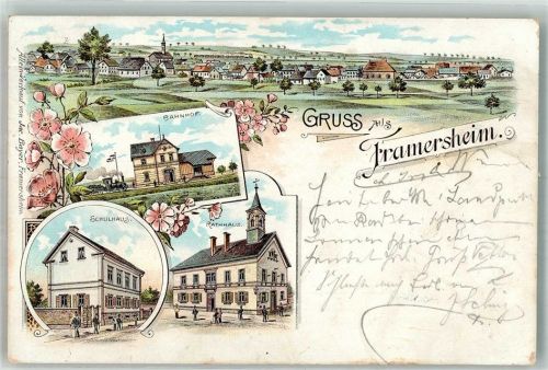 Framersheim 1898 Schule Rathaus Bahnhof