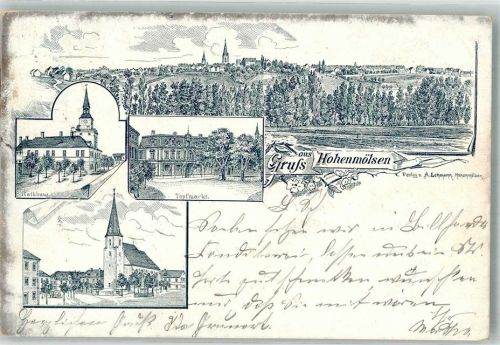 Hohenmölsen 1898 Vorläufer Druck um 1890 Rathaus Topfmarkt Dorfkirche