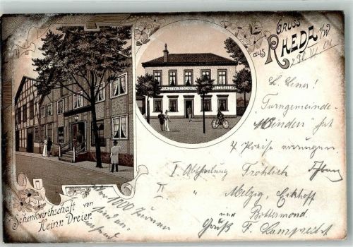 Rheda 1901 Vorläufer Druck um 1890 Gasthaus Dreier Bahnpost
