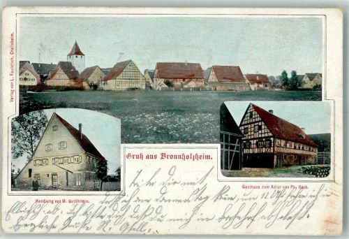 Bronnholzheim 1904 Handlung Gutöhrlein Gasthaus zum Adler