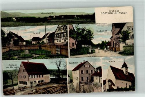 Gottwollshausen 1925 Ortsteil Dorfstrasse Gasthaus zur Harmonie Schule Kirche