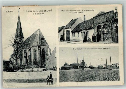 Lebendorf 1920 Kirche Materialwarenhandlung Umlaut Mitteldeutsche Flanschenfabrik AG