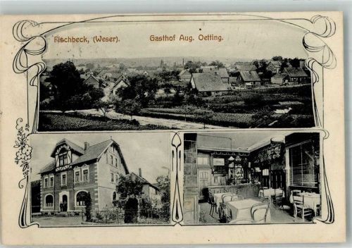 31840 W3253 Fischbeck , Weser 1912 - Gasthaus Oetting Gaststube