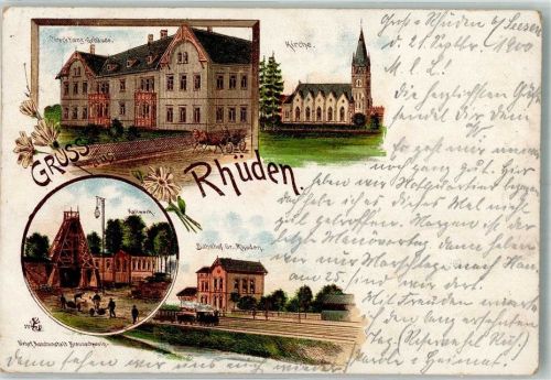 38723 W3370 Rhüden 1900 Lithographie Kaliwerk Direktionsgebäude Bahnhof