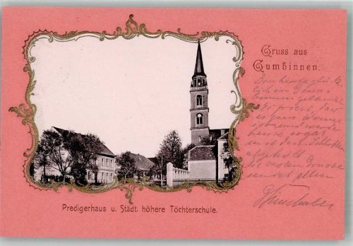 Gumbinnen 1901 Kirche Predigerhaus Höhere Töchterschule