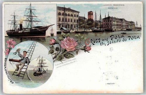 Pula 1897 Segelschiff Wagner Hafen