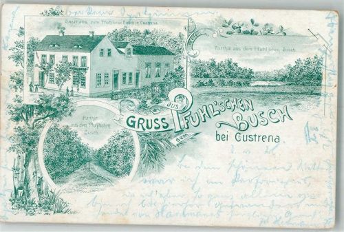 Kustrena 1898 Vorläufer Druck um 1890 Gasthaus zum Pfuhl'schen Busch Waldweg