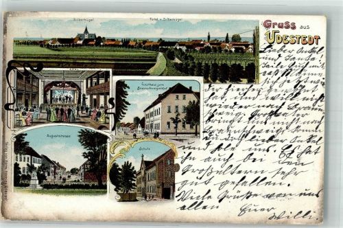 99198 O5101 Udestedt Lithographie Auguststrasse Gasthaus zum Braunschweiger Hof Schulhaus