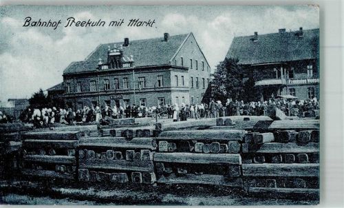 Preekuln 1918 Bahnhof Marktszene Feldpost WK I