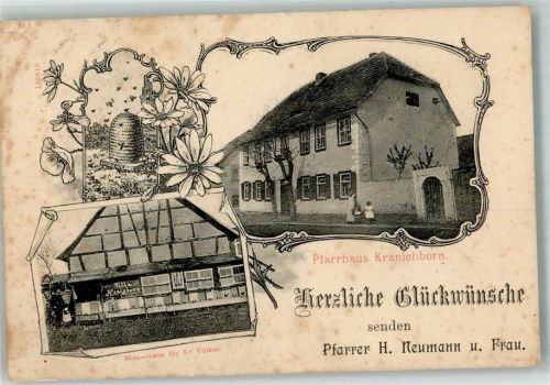 Kranichborn Pfarrhaus Bienenkorb Bienenhaus Glückwunschkarte