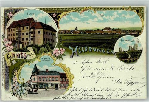 06577 O4733 Heldrungen 1901 Lithographie Schloss Die Sachsenburg Geschäftshaus Sommer