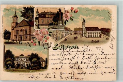 Schlesiersee 1899 Kath. Kirche Schloss Schlawa Ev. Kirche Marktplatz