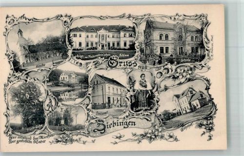 Ziebingen Cybinka Foto AK Schloss Finkenstein Kirche Bahnhof Postamt Kriegerdenkmal
