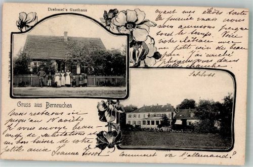 Berneuchen Barnowko 1905 Foto AK Gasthaus Drehmel Schloss