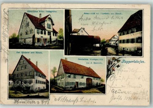 Ruppertshofen 1906 Postagentur Gasthaus zum Hirsch Gemischtwaren Sanwald Pfarrhaus