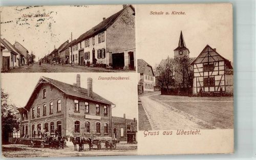 Udestedt 1920 Neue Strasse Schule Kirche Dampfmolkerei Fuhrwerke