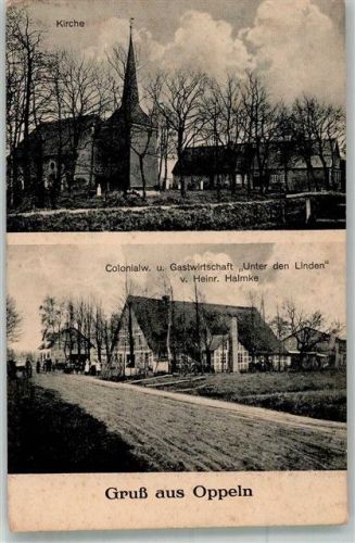 Oppeln Kirche Gasthaus und Kolonial Handlung Unter den Linden