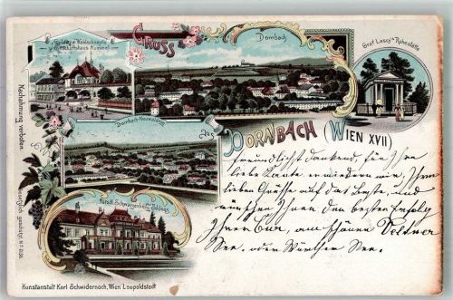 Wien 1898 Dornbach Schloss fürstl.Schwarzenberg Ruhestätte Graf Lascy Geschäft Güldene Waldschnepfe