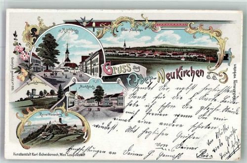 Oberneukirchen 1898 Burg Ruine Waxenberg und Lobensgtein Marktplatz