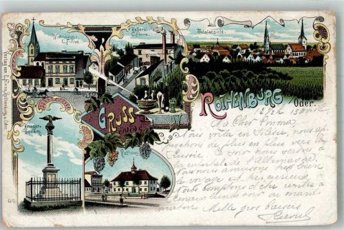 Rothenburg 1904 Kellerei Finne Wohnhaus Kriegerdenkmal Rathaus Lithographie