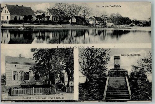Zorndorf Kriegerdenkmal Geschäft F.Strese Dorfteich