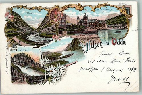 Odda 1898 Hotel Hardanger Latefos Lithographie