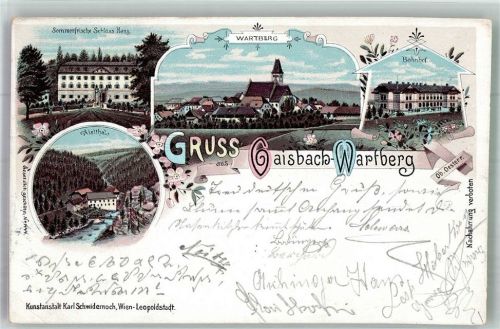 Gaisbach 1898 Schloss Haus Bahnhof Kirche Aisttal